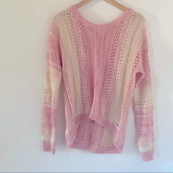 Garage Sweaters - Warm Pink Cream Marled Wool Blend Knit Sweater S